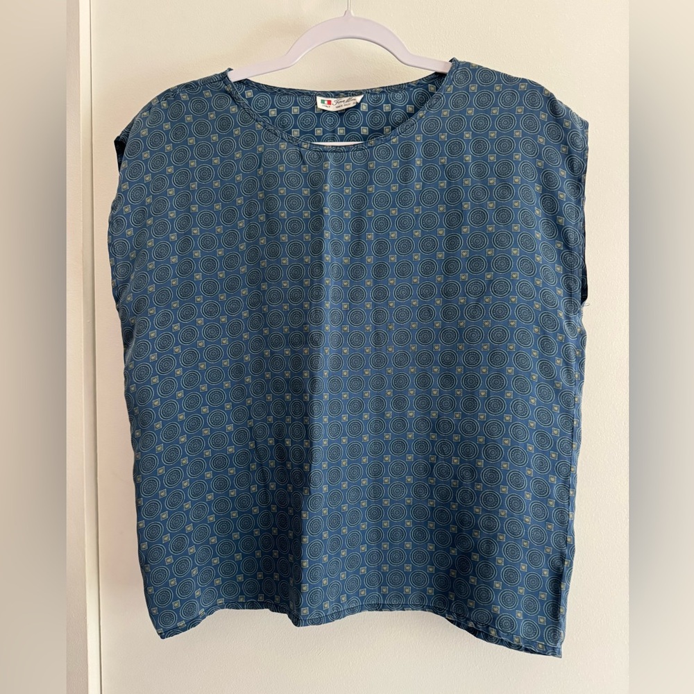 Vintage Fern Mark Silk Sleeveless Top